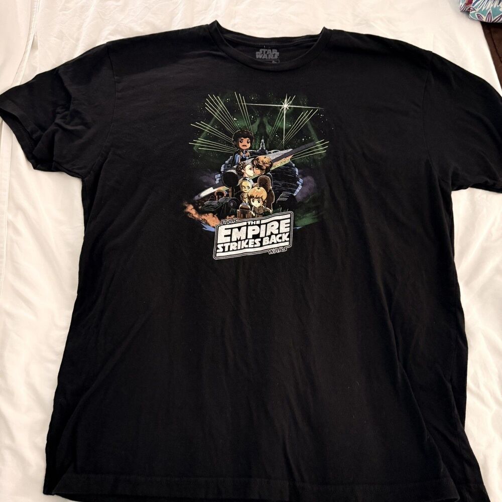 STAR WARS Chibi  Cute Empire Strikes Back Black T-Shirt Men's Size Large L